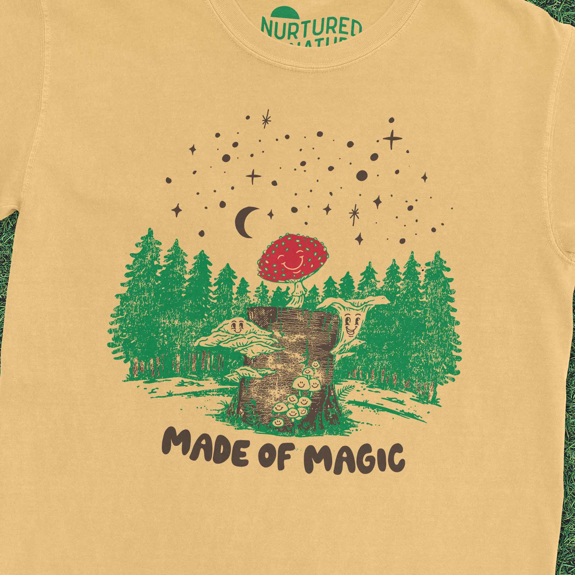 Made of Magic Mushrooms in the Forest Graphic T-Shirt by Nurtured by Nature Studio