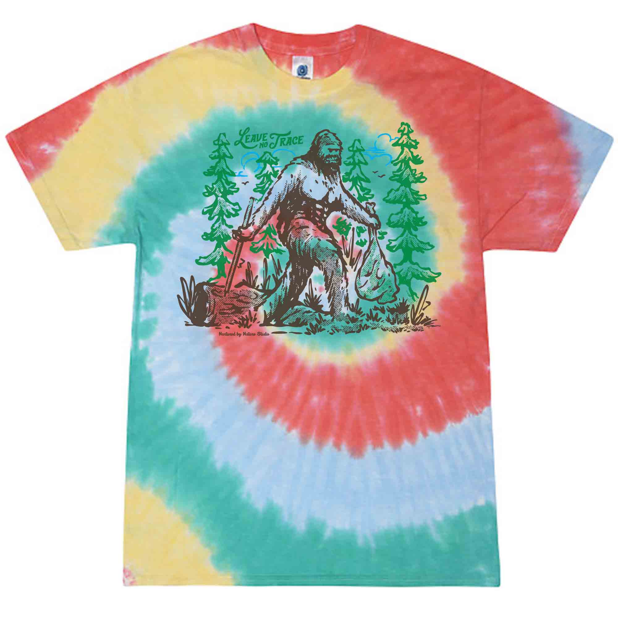 Leave No Trace Hiking Bigfoot Kids Tie Dye Graphic T-Shirt