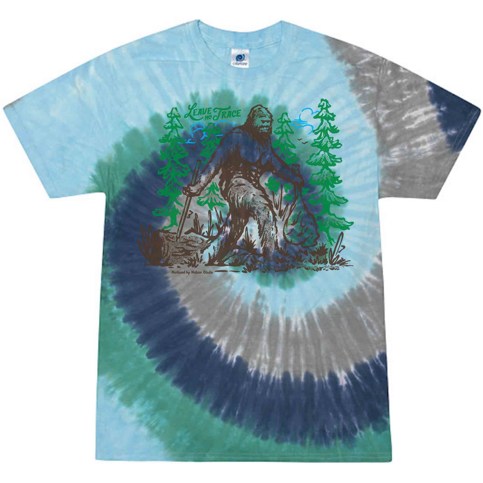 Leave No Trace Hiking Bigfoot Kids Tie Dye Graphic T-Shirt