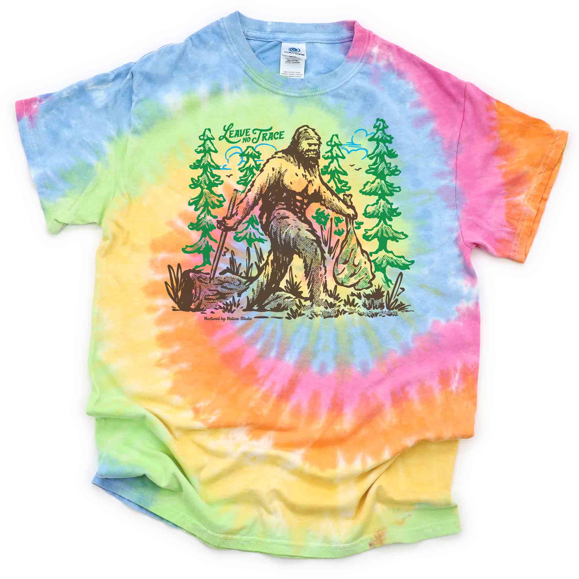 Leave No Trace Hiking Bigfoot Kids Tie Dye Graphic T-Shirt