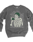 Skeleton Drinking Coffee Vintage Wash Crewneck