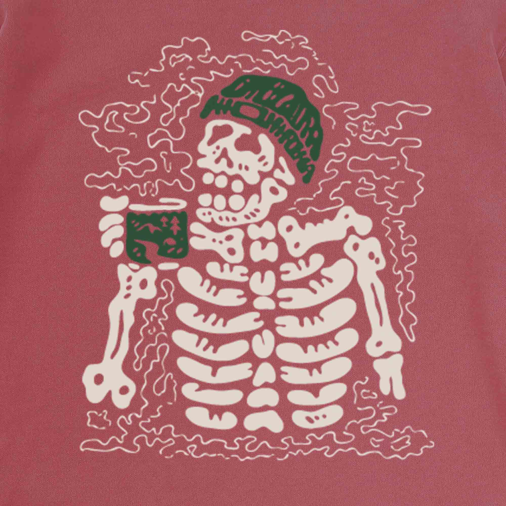 Skeleton Drinking Coffee Vintage Wash Crewneck