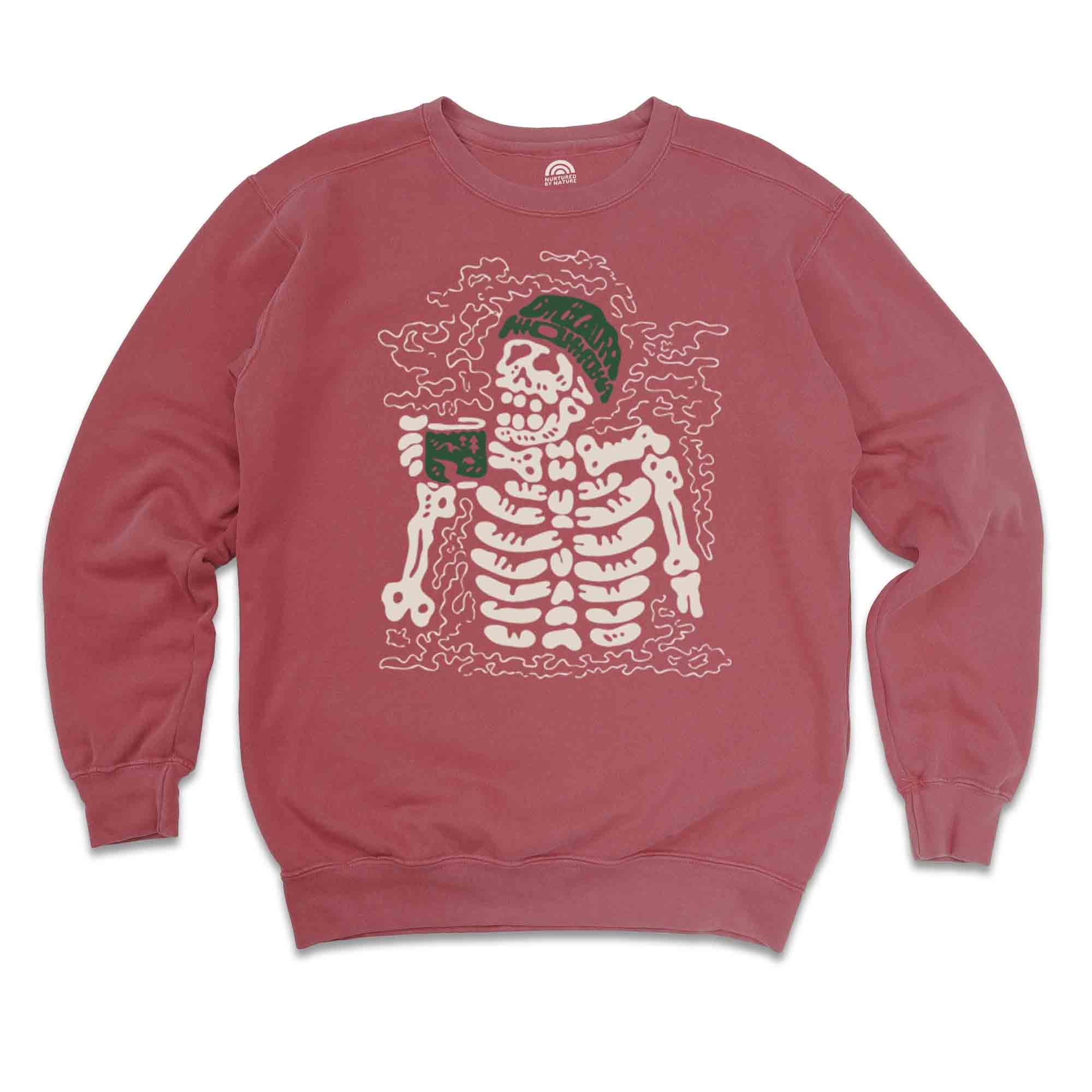 Skeleton Drinking Coffee Vintage Wash Crewneck