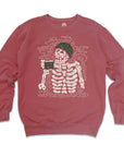 Skeleton Drinking Coffee Vintage Wash Crewneck