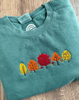 Autumn Trees Embroidered Crewneck Sweatshirt