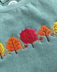 Autumn Trees Embroidered Crewneck Sweatshirt