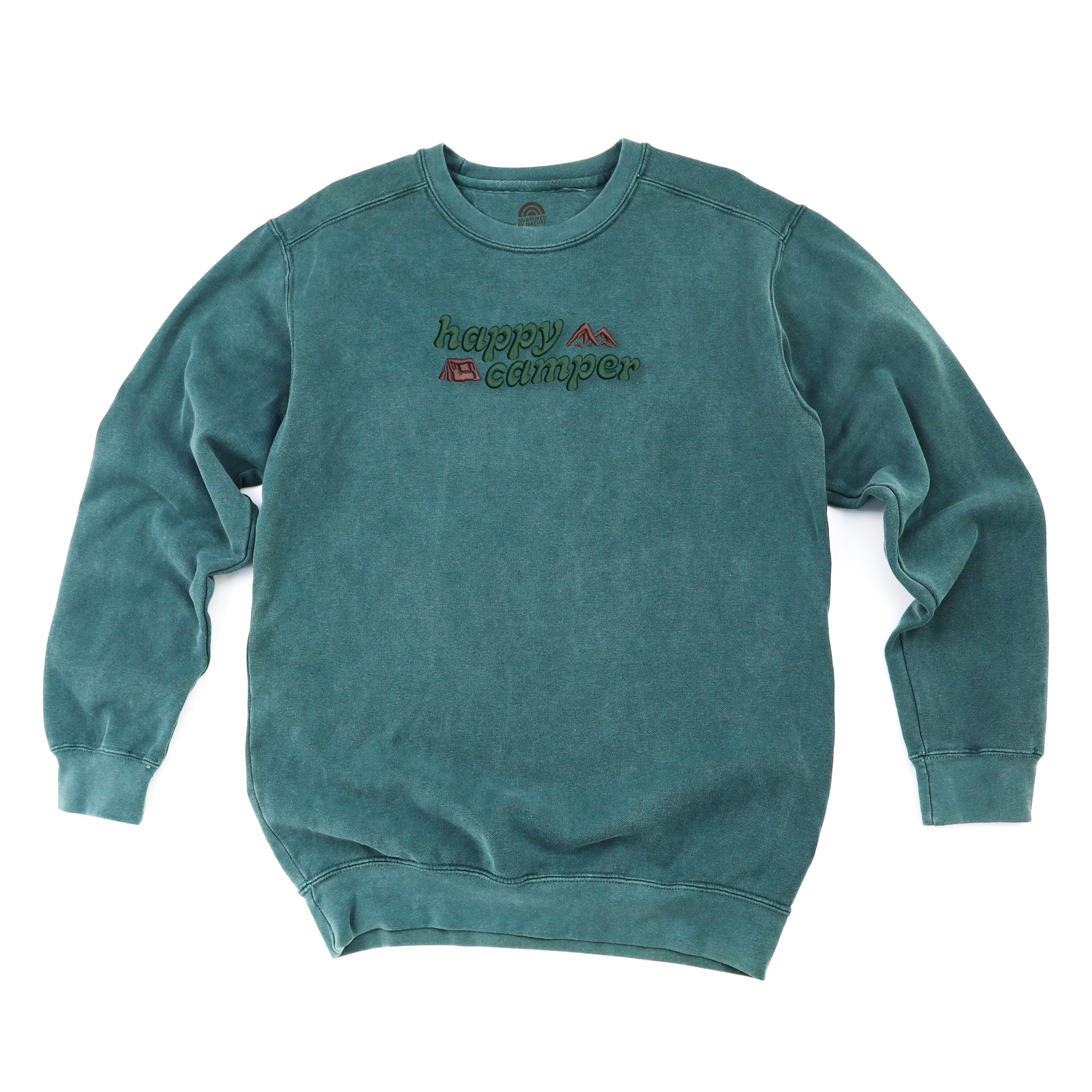 Happy Camper (with Tent) Embroidered Crewneck Heavyweight Sweatshirt