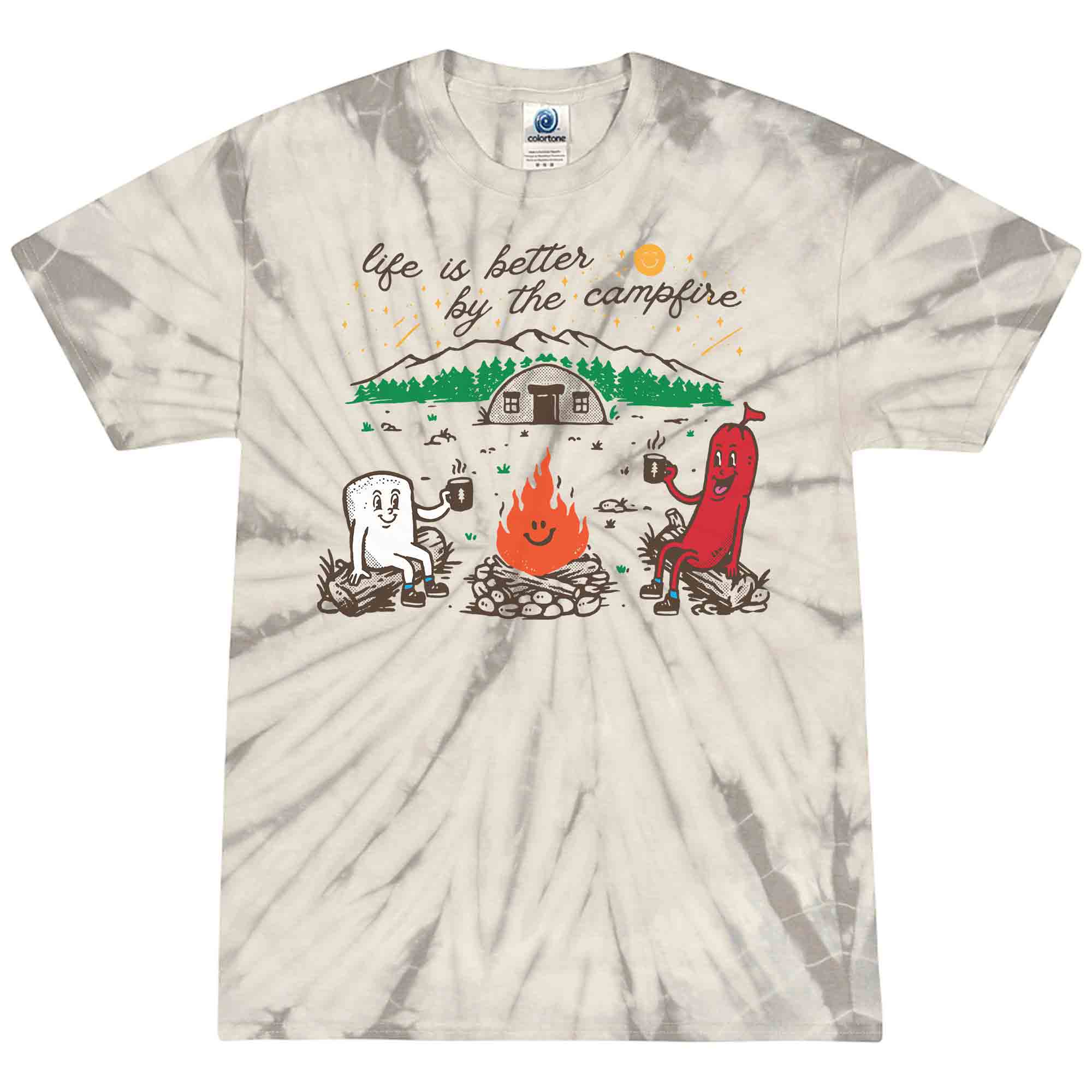 Life is Better by the Campfire Kids Tie Dye Graphic T-Shirt