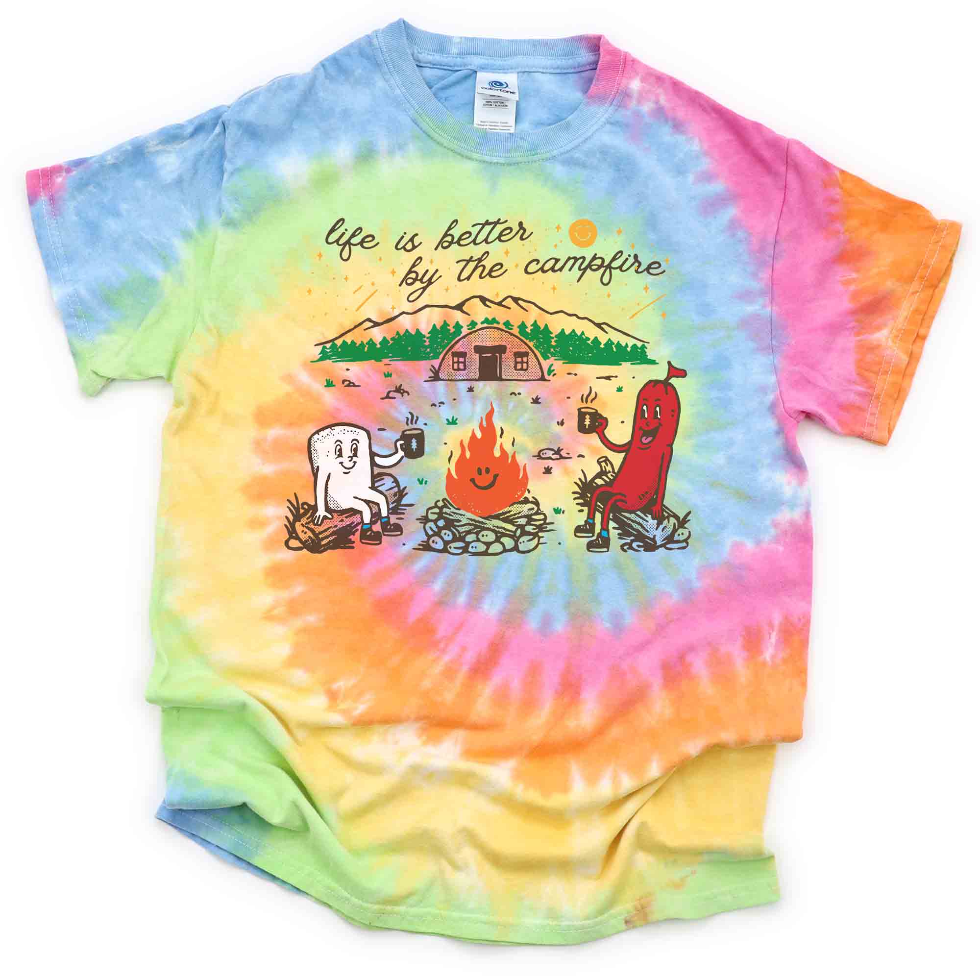 Life is Better by the Campfire Kids Tie Dye Graphic T-Shirt