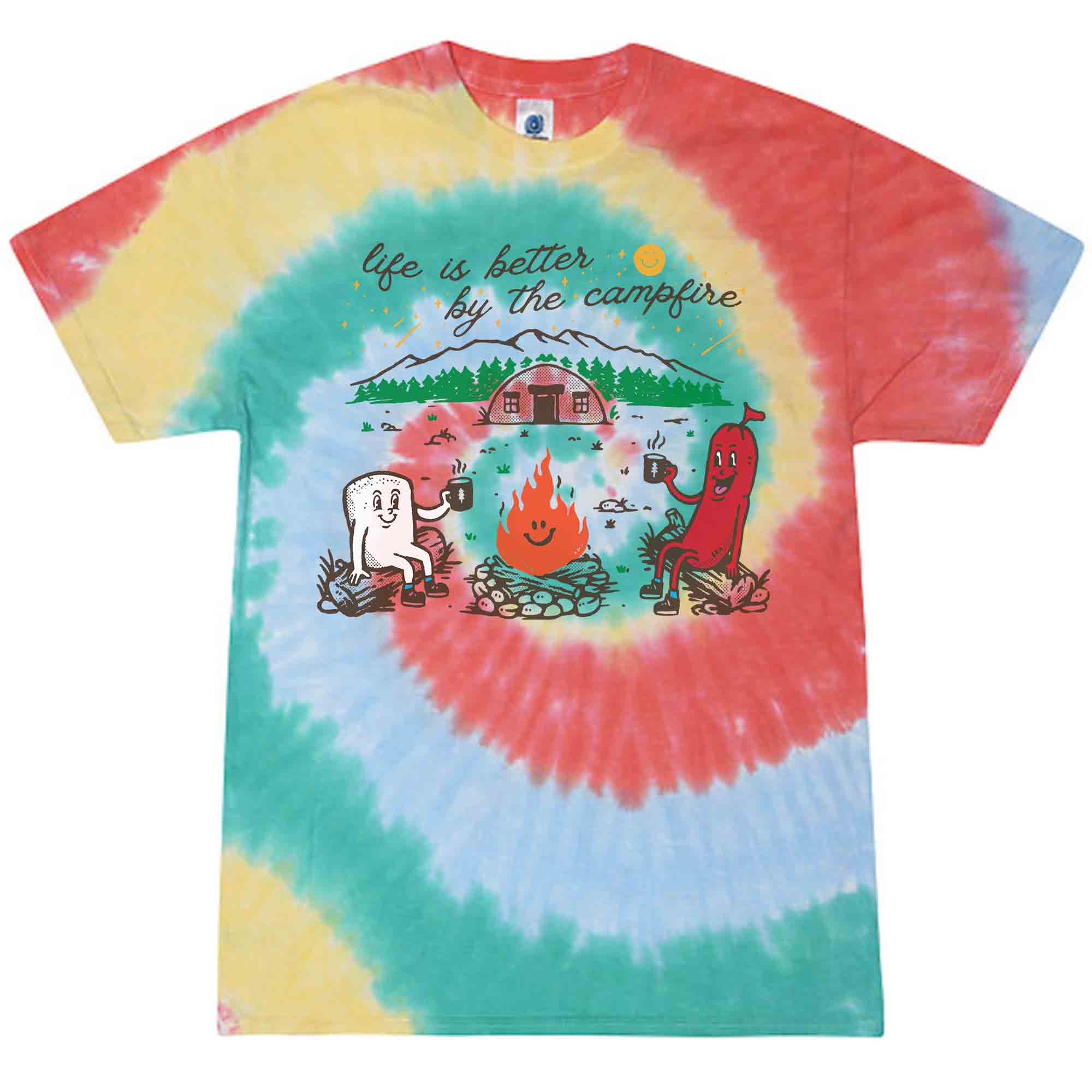 Life is Better by the Campfire Kids Tie Dye Graphic T-Shirt