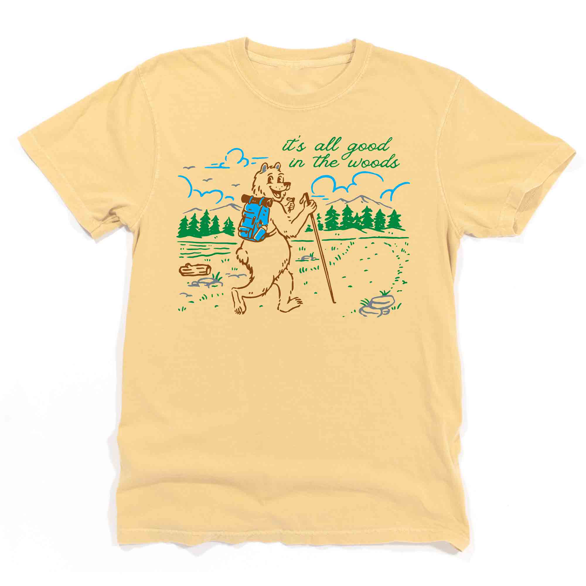 It&#39;s All Good in the Woods Hiking Bear Graphic T-Shirt