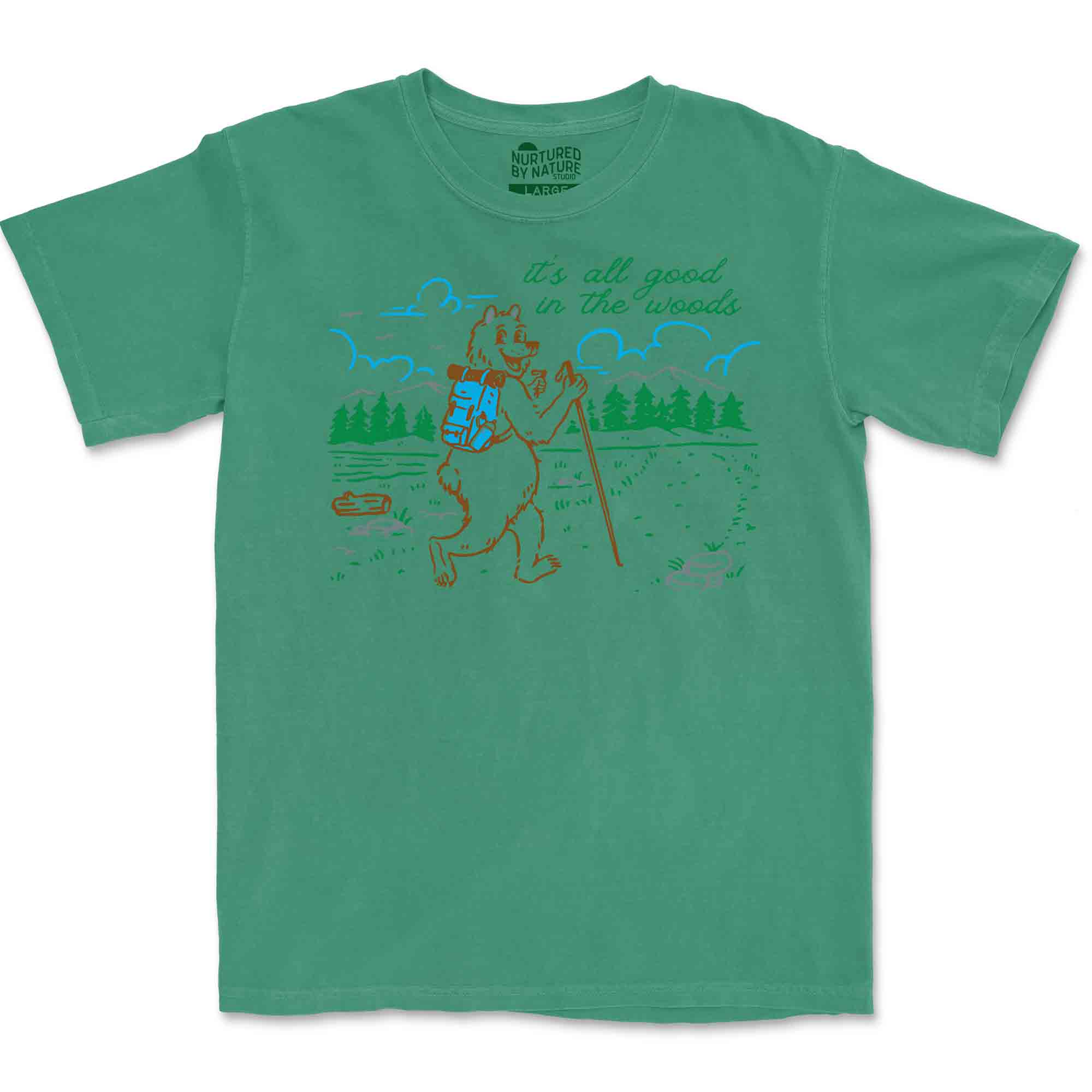 It&#39;s All Good in the Woods Hiking Bear Graphic T-Shirt