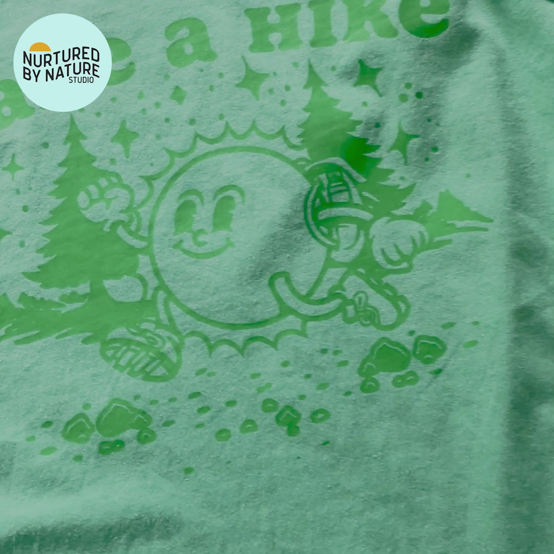 Take A Hike Cute Retro Hiking Sun Graphic T-Shirt by Nurtured by Nature Studio