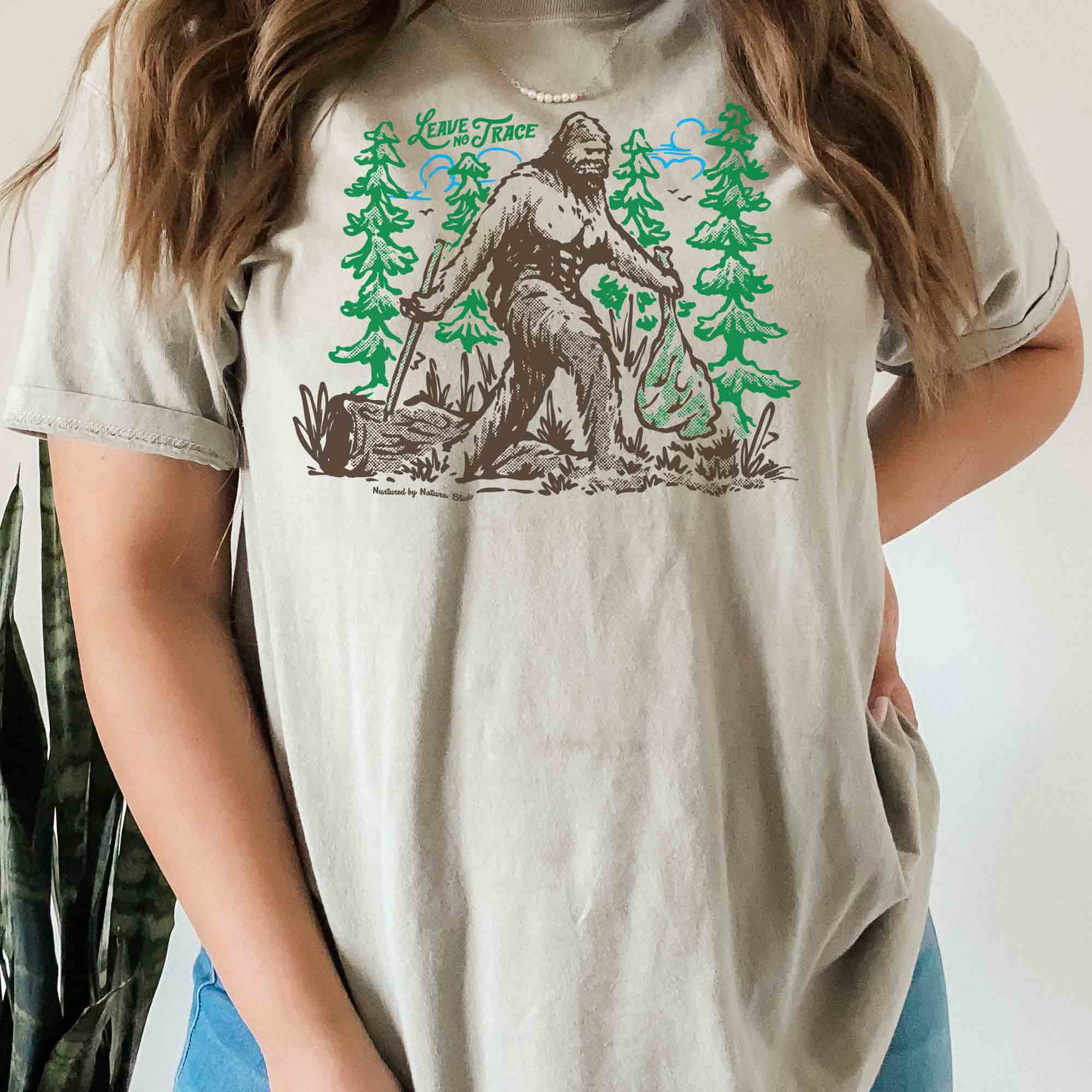 Bigfoot Sasquatch T-Shirt by Nurtured by Nature Studio for Camping, Hiking, Backpacking and Gifts
