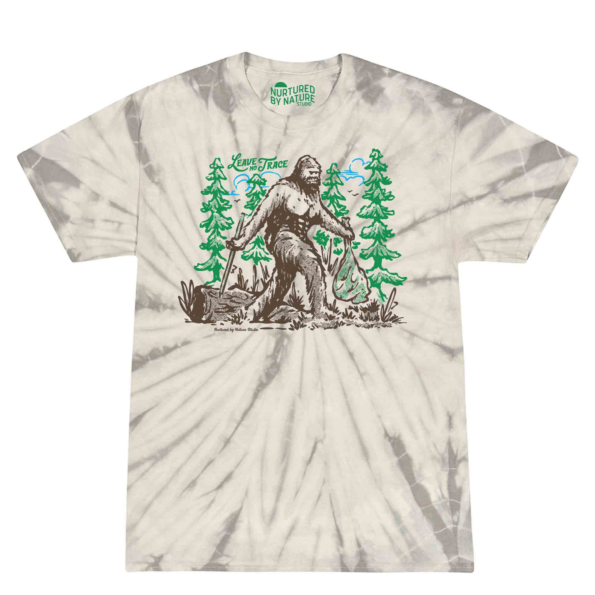 Leave No Trace Hiking Bigfoot Kids Tie Dye Graphic T-Shirt