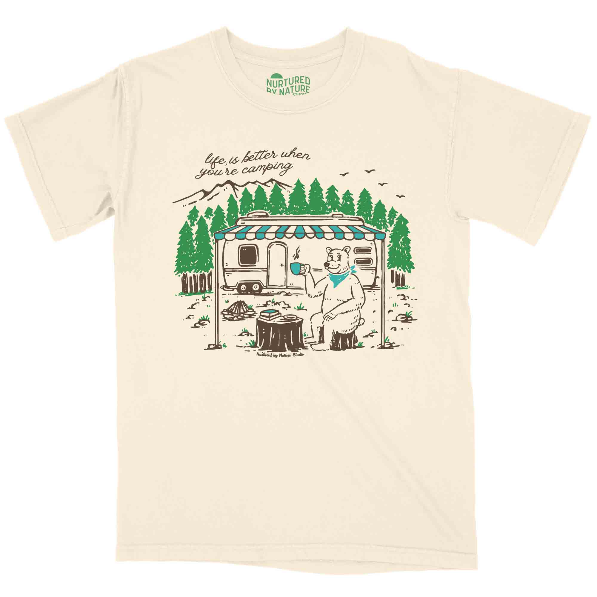Glamping Bear Graphic T-Shirt