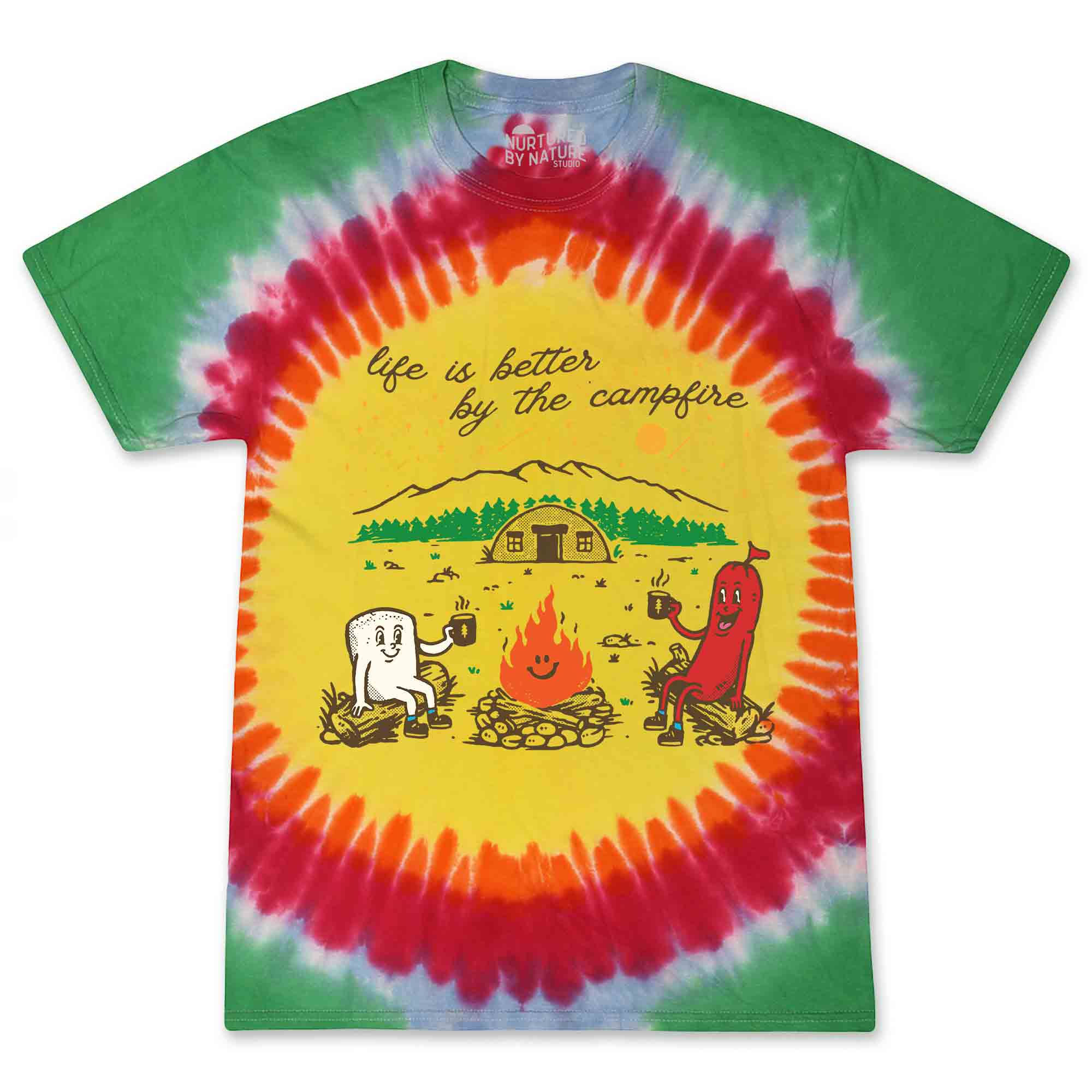 Life is Better by the Campfire Kids Tie Dye Graphic T-Shirt