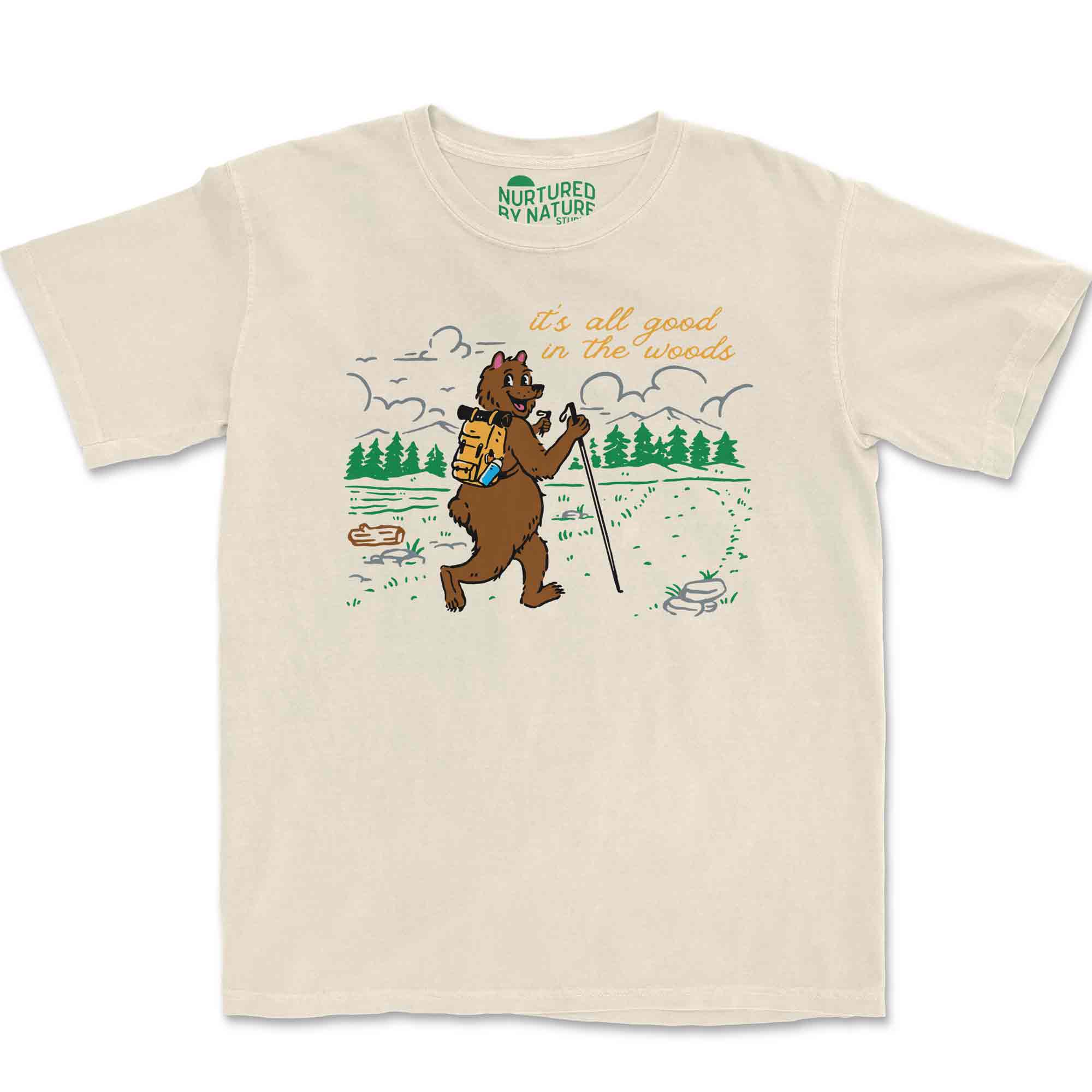 It&#39;s All Good in the Woods Hiking Bear Graphic T-Shirt