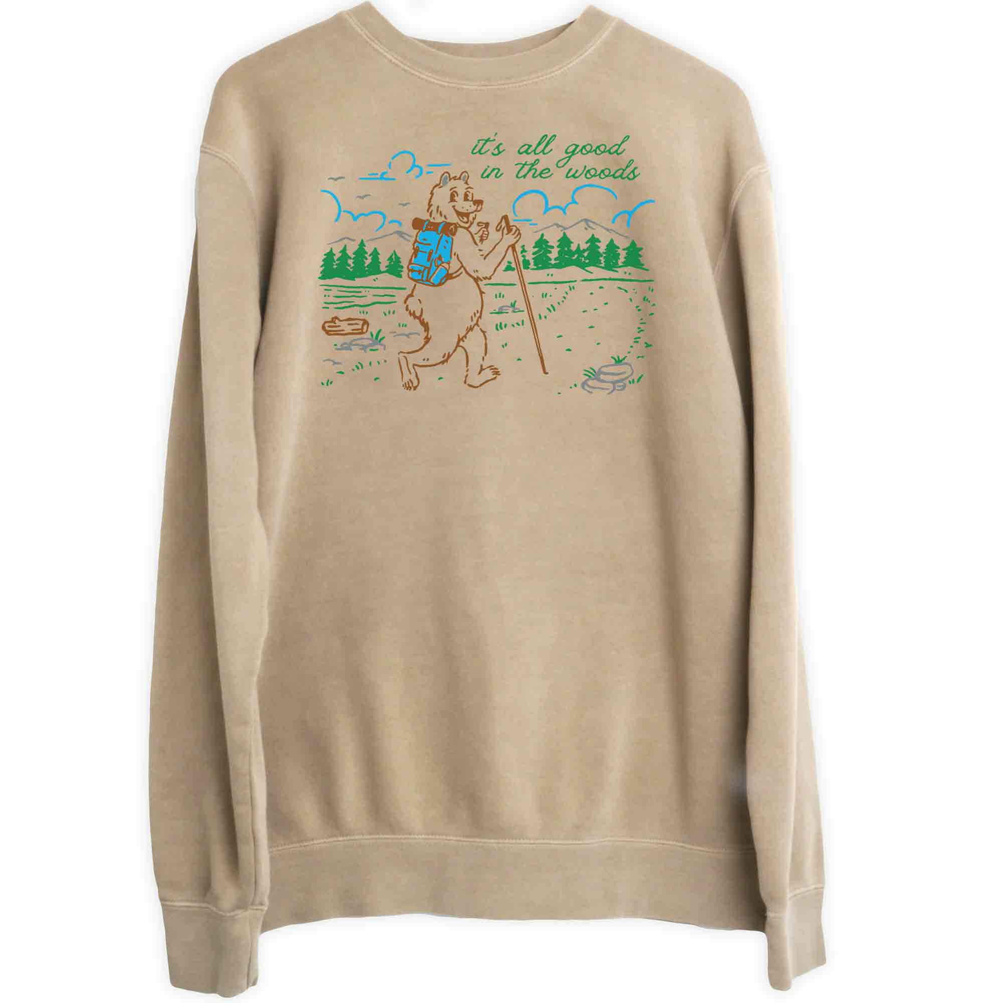 It&#39;s All Good in the Woods Hiking Bear Crewneck Sweatshirt