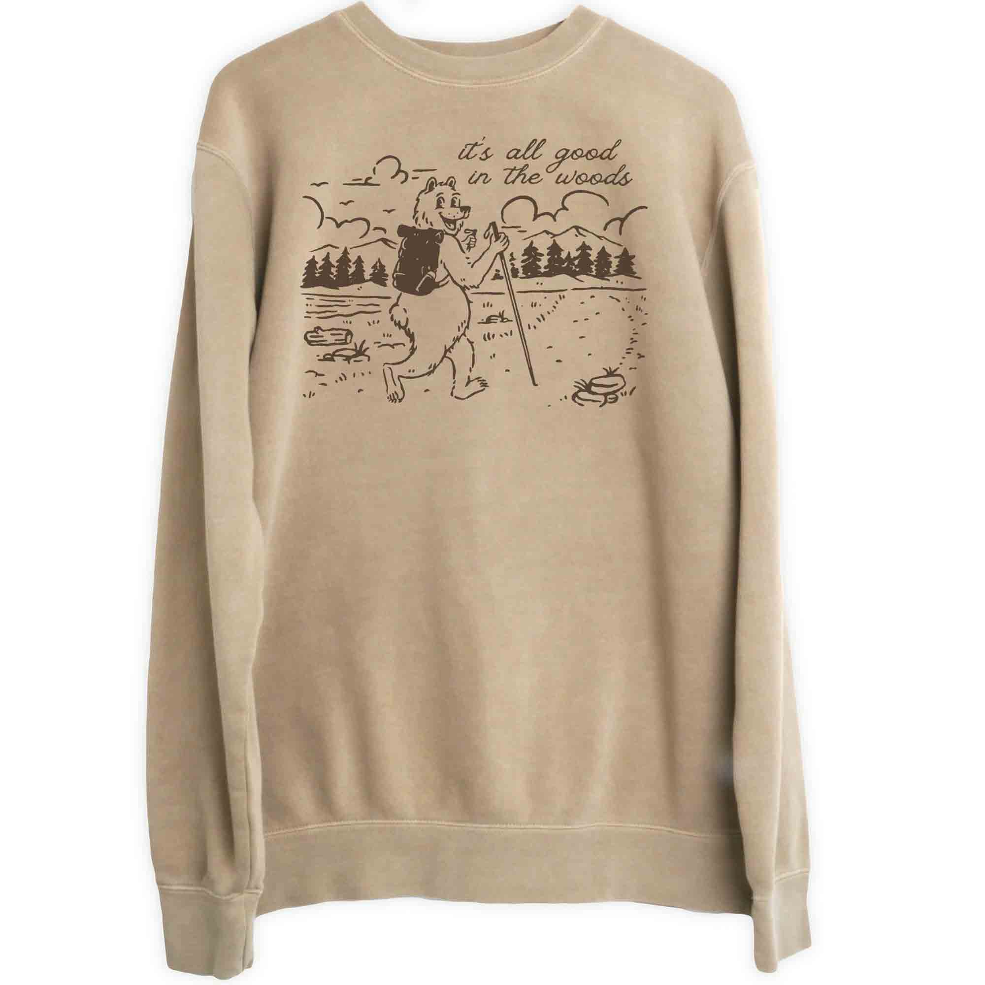 It&#39;s All Good in the Woods Hiking Bear Crewneck Sweatshirt