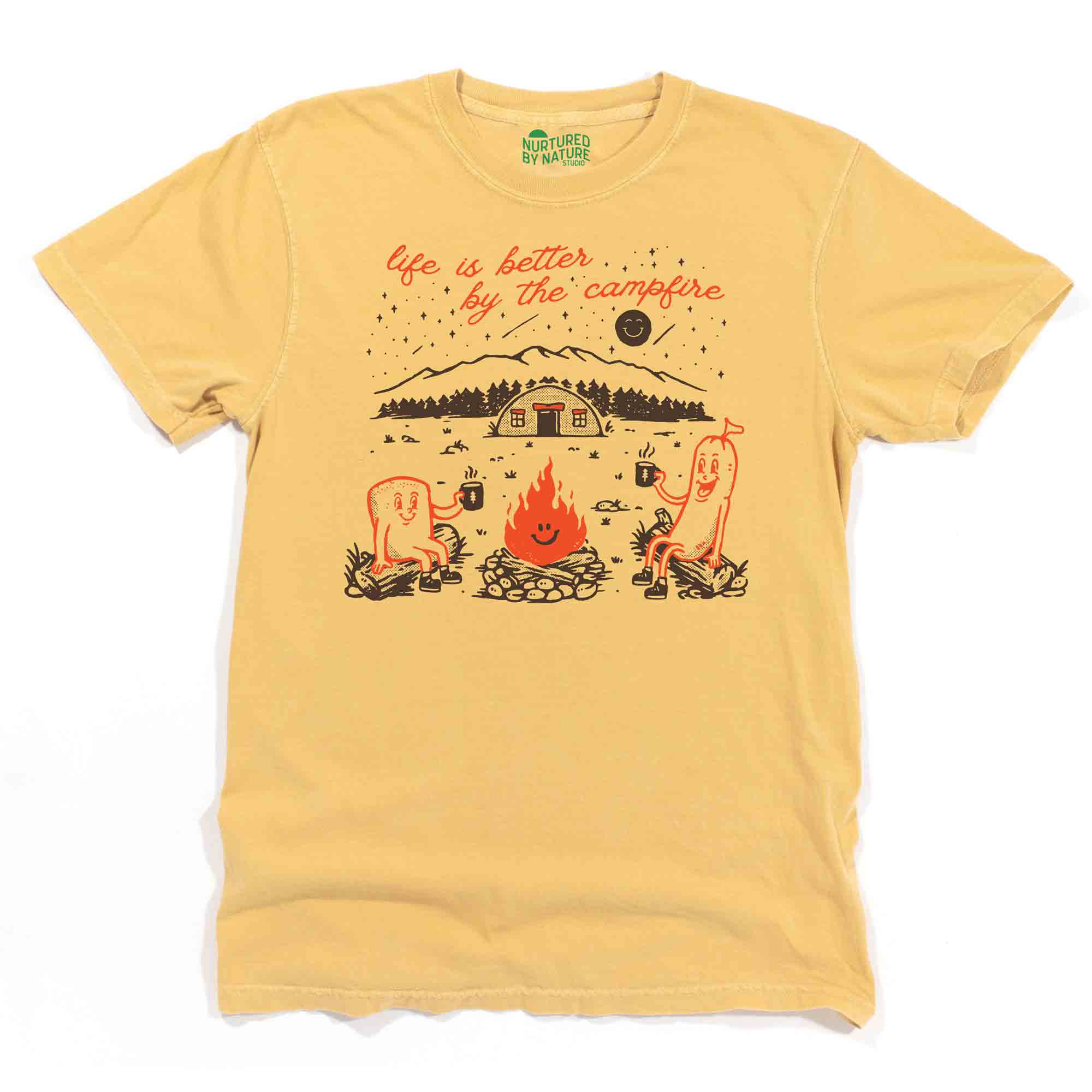 Life is Better by the Campfire Cute Retro Characters Graphic T-Shirt by Nurtured by Nature Studio
