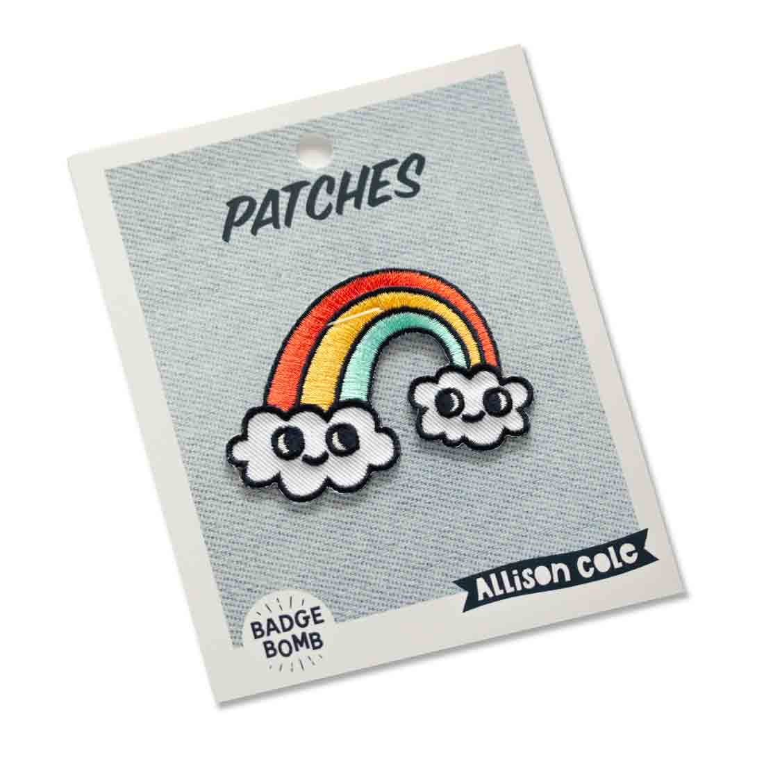 happy clouds &amp; rainbow iron-on patch
