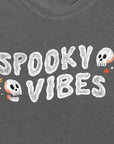 Spooky Vibes Halloween T-Shirt with Skulls on Vintage Washed Gray by Nurtured by Nature Studio
